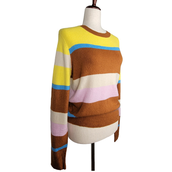 G.I.L.I Got It Love It Yellow Stripe Crew Neck Sweater - Size S - Picture 3 of 6